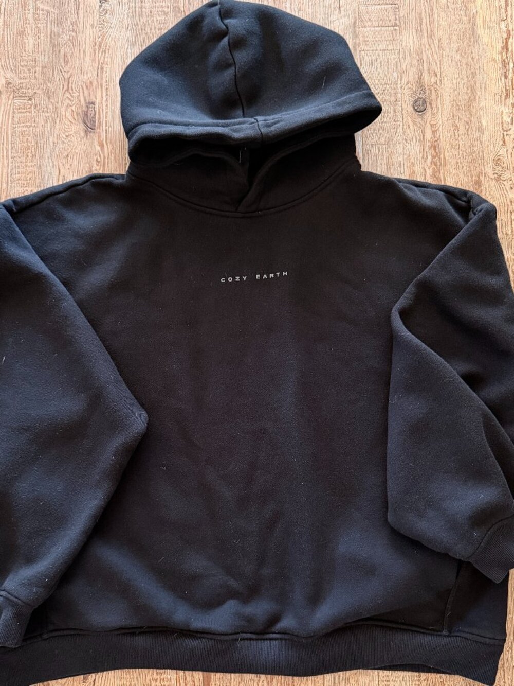 Cozy Earth CityScape Hoodie Black XL Soft Luxury Side Pocket Pullover